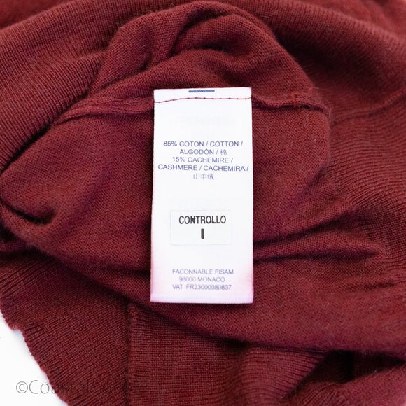 Faconnable Burgundy V-Neck Sweater Mens XXL Cotton Cashmere Romania Lightweight - Picture 4 of 13